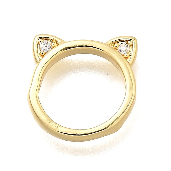 Латунная оправа из бусинок из прозрачного кубического циркония с микропаве, без кадмия и без свинца, долговечный, стойки покрытие, форма кошки