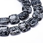 Natural Snowflake Obsidian Square Bead Strands, 20x20x6mm, Hole: 2mm, about 20pcs/strand, 15.7 inch