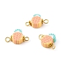 Handmade Polymer Clay Links Connectors, with Golden Brass Findings, Pineapple