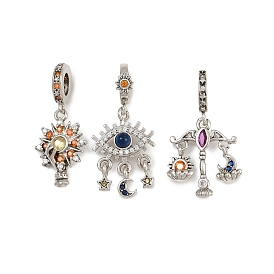 Латунные европейские подвески со стразами, Подвески с большими отверстиями, платина