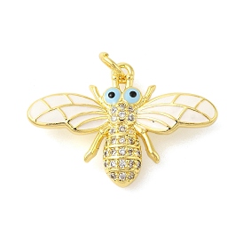 Rack Plating Brass Micro Pave Cubic Zirconia Pendants, with Enamel, Long-Lasting Plated, Lead Free & Cadmium Free, Dragonfly