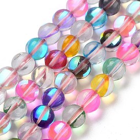 Transparente Glasperlen, Runde, im Dunkeln leuchten Perlen, Farbig, 8 mm, Bohrung: 1 mm, ca. 45 Stk. / Strang, 13.98'' (35.5 cm)