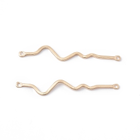 Rack Plating Brass Connector Charms, Long-Lasting Plated, Cadmium Free & Lead Free, Curve