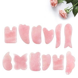 Outil de massage grattant gua sha en quartz rose naturel, pour un massage de méditation relaxant au spa