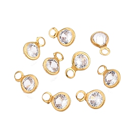 Brass+Cubic Zirconia Charms, Round