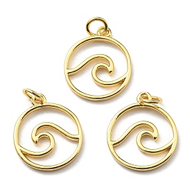 10 латунные подвески шт., с целью перехода в кольце, долговечный, плоский круглый с волнистым шармом