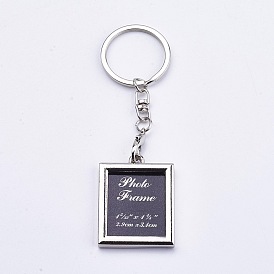 Mini Alloy Photo Frame Keychain, with Iron Rings and Chains, Rectangle