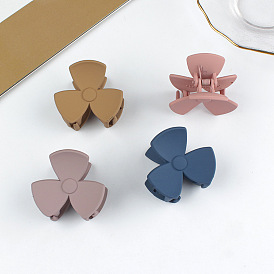 Matte Cream Chocolate Hair Clip Set for Girls - Small Size Triple Petal Grips