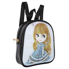 Girl Pattern DIY Diamond Painting Backpack Kits, Including Canvas Bag, Resin Rhinestones, Pen, Tray & Glue Clay