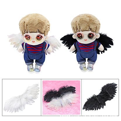 Мини-кукла с крыльями ангела и перьями, с эластичной веревке, аксессуары для украшений для рукоделия bjd
