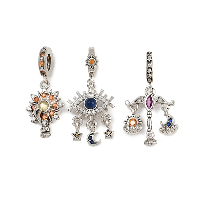 Латунные европейские подвески со стразами, Подвески с большими отверстиями, платина