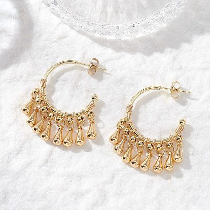 Латунные серьги-люстры в форме капли