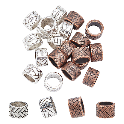 20Pcs 2 Colors Tibetan Style Alloy Beads, Large Hole Beads, Column