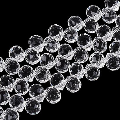 Transparent Glass Beads Strands, Teardrop, Faceted