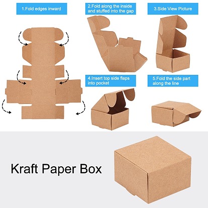 Foldable Creative Kraft Ring Paper Box, Wedding Favor Boxes, Favour Box, Paper Gift Box, with Sponge, Square