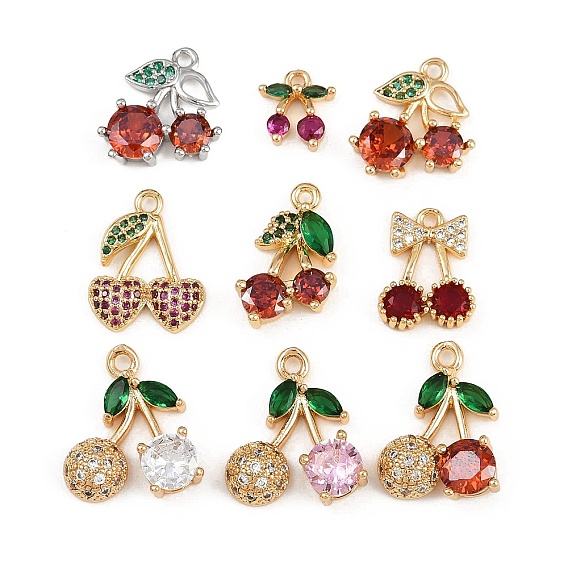 Латунные микро проложить кубического циркония подвески, черри прелести, реальный 18 k позолоченный