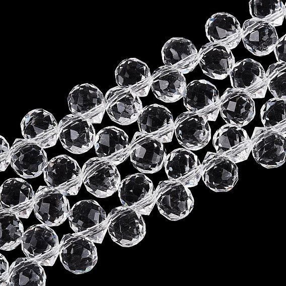 Transparente Glasperlen Stränge, oben gebohrte Perlen, Träne, facettiert