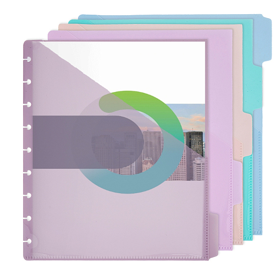 5Pcs PP Separate Loose Leaf File Folder, Rectangle Binder Pockets