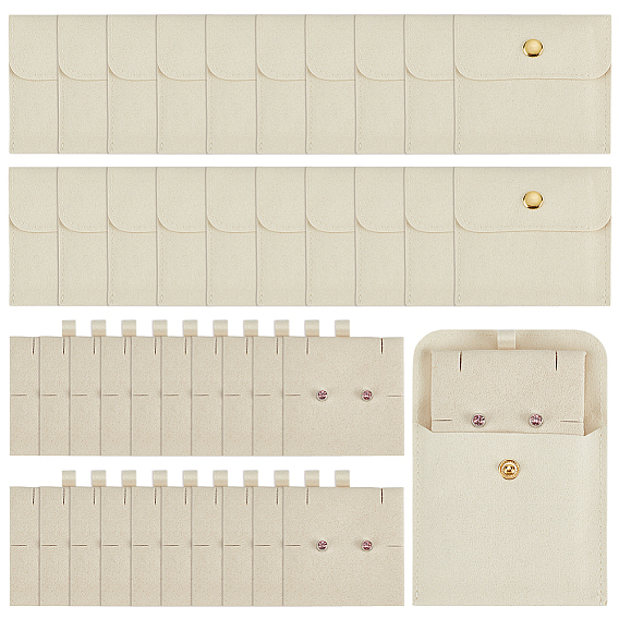 Подарочные пакеты-конверты для украшений из микрофибры с кнопкой, для кольца колье серьги браслет ювелирные изделия, квадратный