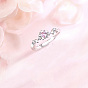 Micro latón allanar anillos zirconia cúbico, Luna estrella con corazón