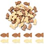 40 pièces 2 perles en bois teintées de couleurs, poisson