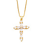 Colorful Zircon Cross Necklace Hip Hop Fashion Diamond Sweater Chain NKB266