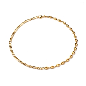 304 Stainless Steel Chain Necklace, Figaro & Coffee Bean Chain Bracelet for Women