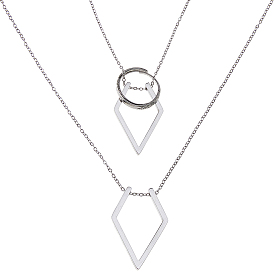 1 Женские ожерелья с цепочкой из нержавеющей стали в форме ромба, с бархатными мешочками из поликарбоната