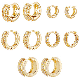 5 пары 5 стильные латунные серьги-кольца с микропаве из прозрачных кубических цирконий, без свинца и без кадмия, долговечный