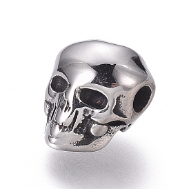 316 Surgical Stainless Steel Beads, Polished, Skull