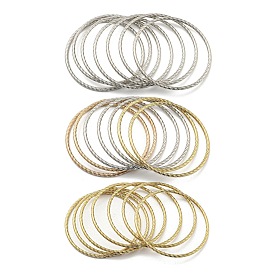 7pcs placage sous vide 202 ensembles de bracelets en acier inoxydable, bracelets à anneaux torsadés empilables pour femmes