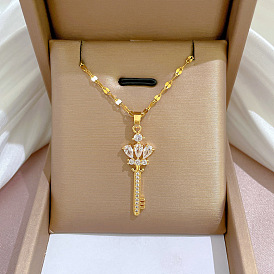 Роскошное золотое ожерелье с бриллиантовой короной для женщин - аксессуар для ошейника с замком на удачу.