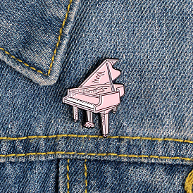 Cute Cartoon Piano Brooch Pin for Students Girls with High-end Alloy Enamel and Denim Jacket Accessories