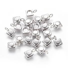 304 Stainless Steel Pendant Cabochon Settings, Square