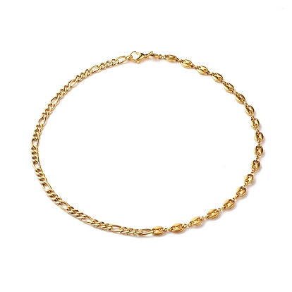 304 Stainless Steel Chain Necklace, Figaro & Coffee Bean Chain Bracelet for Women
