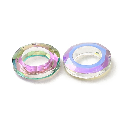 Electroplate Transparent Glass Linking Rings, Crystal Cosmic Ring, Prism Rings, Faceted, Round Ring