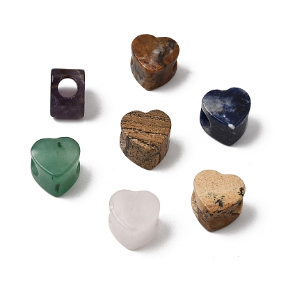 Природных драгоценных камней Европейский бисером, бусины с большим отверстием, сердце