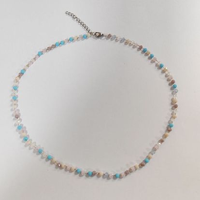 304 Stainless Steel Necklaces, Glass Bead Necklaces