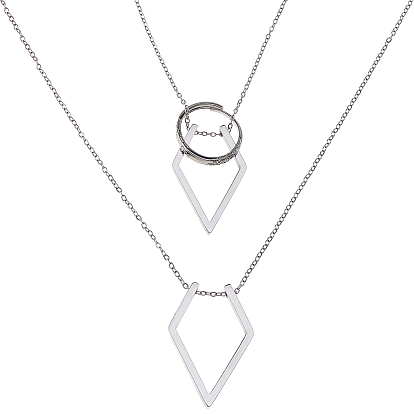 1 Женские ожерелья с цепочкой из нержавеющей стали в форме ромба, с бархатными мешочками из поликарбоната