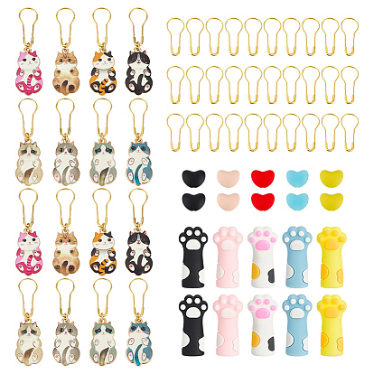 66 шт. маркеры для фиксации стежков из сплава, с силиконовой заглушкой и железными зажимами, золотые