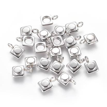 304 Stainless Steel Pendant Cabochon Settings, Square