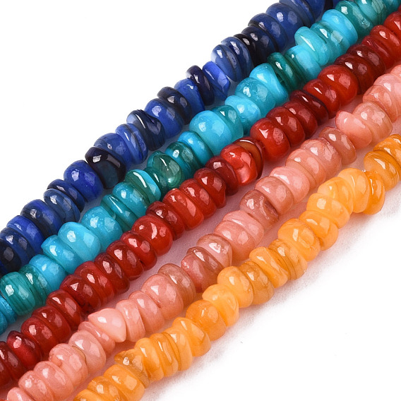 Natural Freshwater Shell Beads Strands, Dyed, Chip
