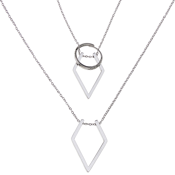 1 Женские ожерелья с цепочкой из нержавеющей стали в форме ромба, с бархатными мешочками из поликарбоната