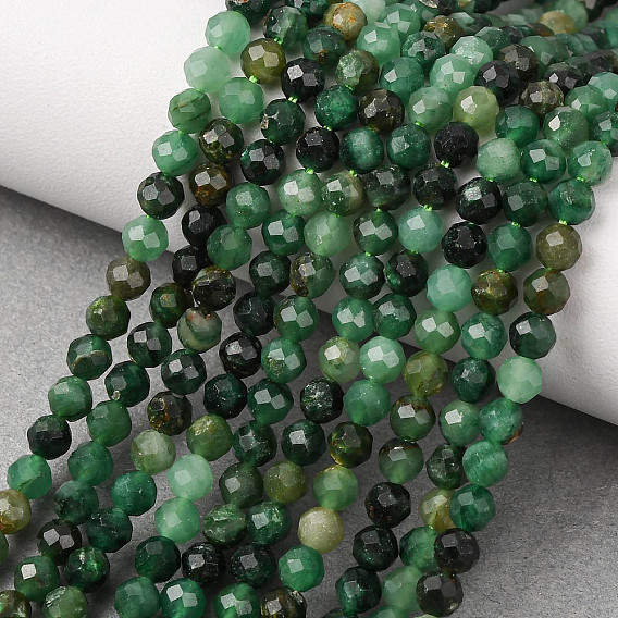 Бусины из натурального фуксита, круглые, граненые