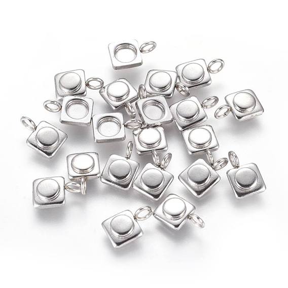 304 Stainless Steel Pendant Cabochon Settings, Square