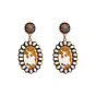 Bohemian Leather Earrings with Turquoise Print - Creative, Exaggerated and Fashionable Ear Drops