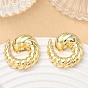 Twisted Brass Stud Earrings for Women, Half Hoop Earrings