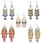 5пара 5 серьги-люстры в виде конского глаза и кольца, серьги-подвески с кисточками из стеклянных бусин для женщин