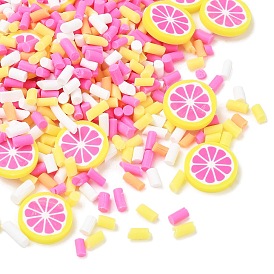 Handmade Polymer Clay Sprinkles Mix, Polymer Clay Cabochons, Lemon Slice Shape, for Nail Art & Resin Decoration
