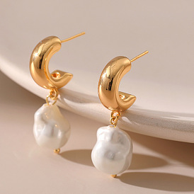 925 Silver Pearl Earrings - Baroque Irregular Elegant Vintage Bead Earrings